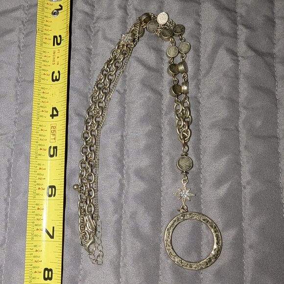 $3 with Bundle ~ Canvas Celestial Coin Layered Necklace 5277 - Picture 6 of 6